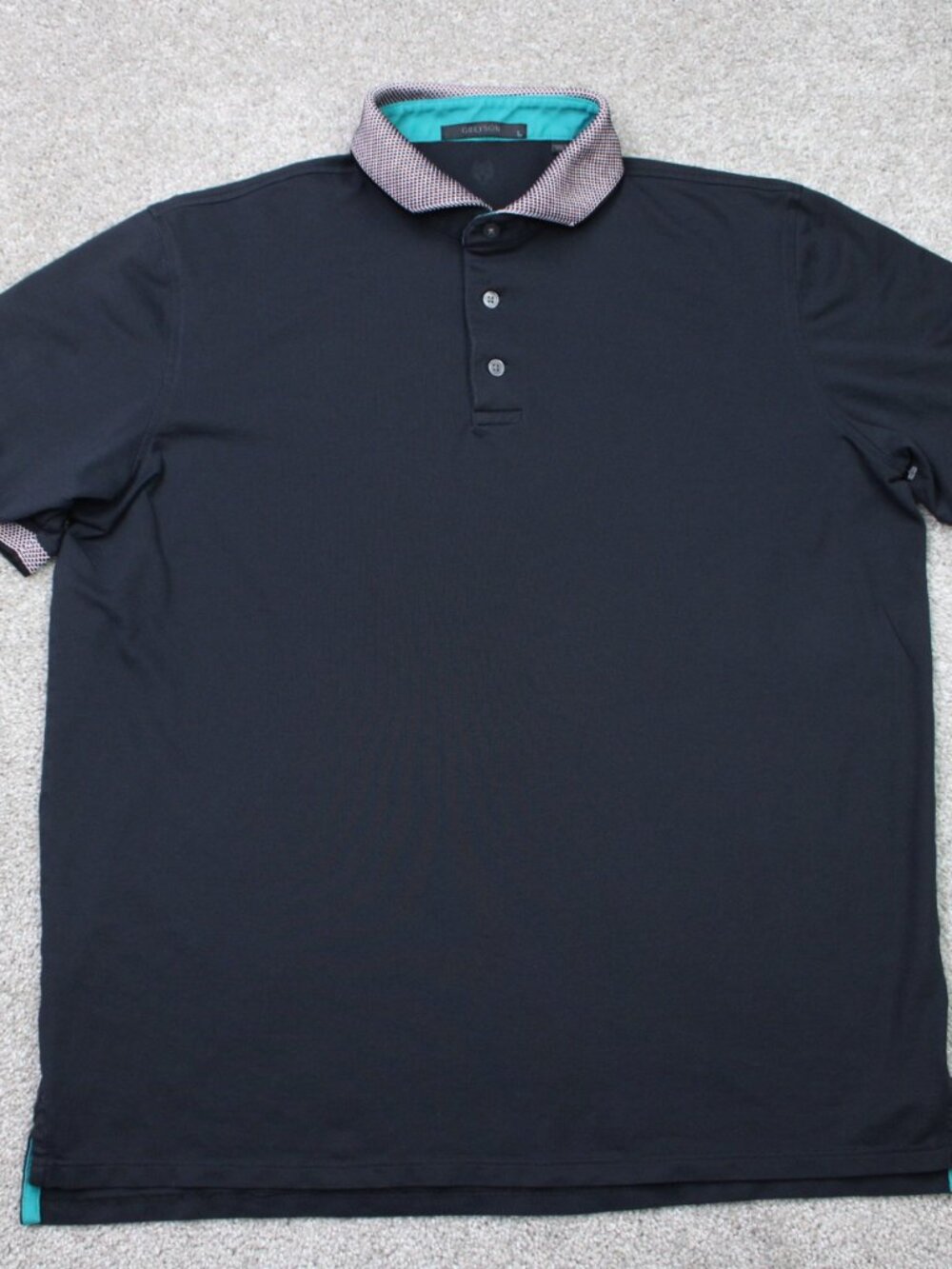 Greyson Polo Shirt Mens Large Black Nylon/Pima Cotton Stretch Golf Short Sleeve